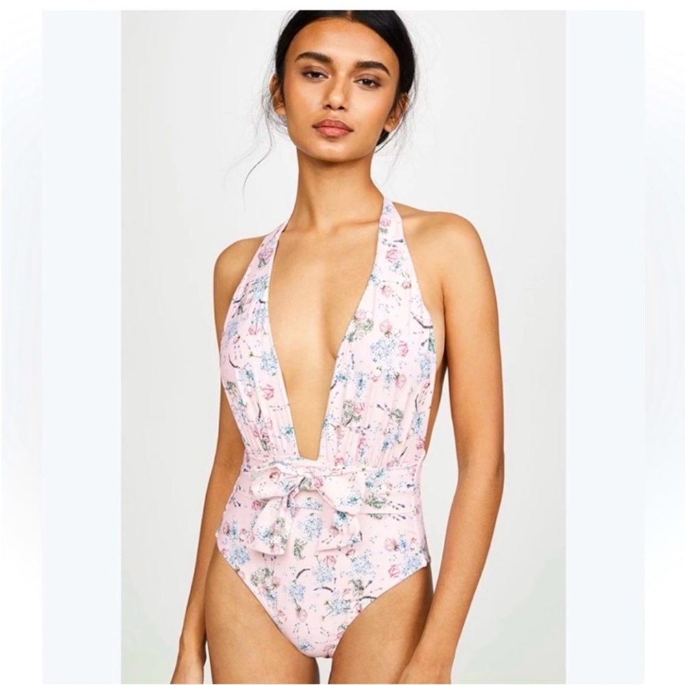 We Wore What swimsuit one piece halter top Brooklyn